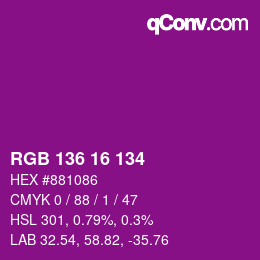 Color code: RGB 136 16 134 | qconv.com