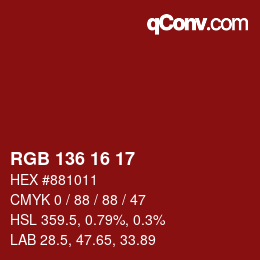 Color code: RGB 136 16 17 | qconv.com