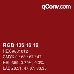 Color code: RGB 136 16 18 | qconv.com