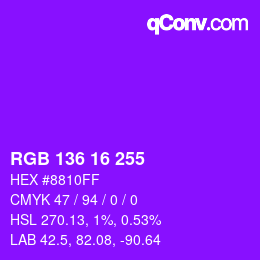 Color code: RGB 136 16 255 | qconv.com
