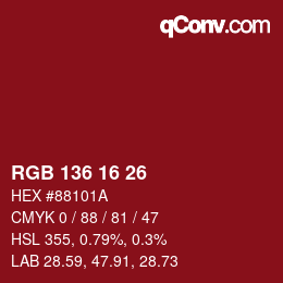 Color code: RGB 136 16 26 | qconv.com