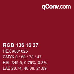 Color code: RGB 136 16 37 | qconv.com