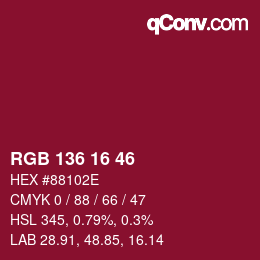 Color code: RGB 136 16 46 | qconv.com