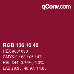 Color code: RGB 136 16 48 | qconv.com
