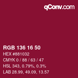 Color code: RGB 136 16 50 | qconv.com
