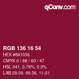Color code: RGB 136 16 54 | qconv.com