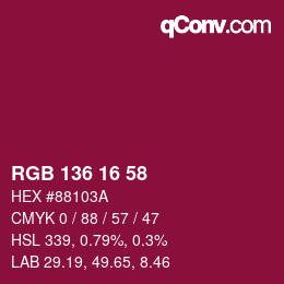 Color code: RGB 136 16 58 | qconv.com