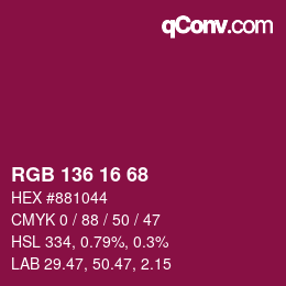 Color code: RGB 136 16 68 | qconv.com