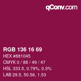 Color code: RGB 136 16 69 | qconv.com