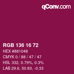Color code: RGB 136 16 72 | qconv.com