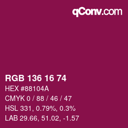 Color code: RGB 136 16 74 | qconv.com