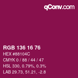 Color code: RGB 136 16 76 | qconv.com