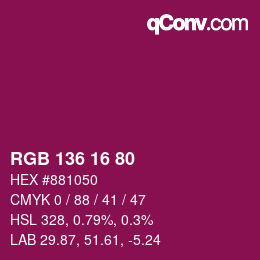 Color code: RGB 136 16 80 | qconv.com