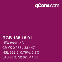 Color code: RGB 136 16 91 | qconv.com