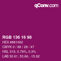 Color code: RGB 136 16 98 | qconv.com
