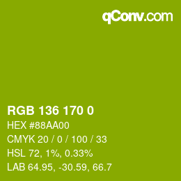 Color code: RGB 136 170 0 | qconv.com