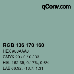 Color code: RGB 136 170 160 | qconv.com