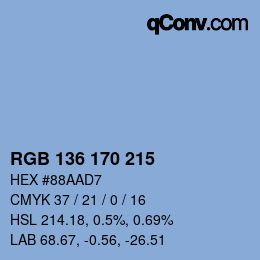 Color code: RGB 136 170 215 | qconv.com