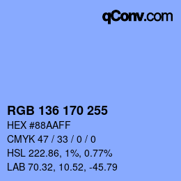 Color code: RGB 136 170 255 | qconv.com