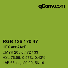 Color code: RGB 136 170 47 | qconv.com