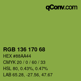 カラーコード: RGB 136 170 68 | qconv.com