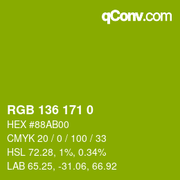 Color code: RGB 136 171 0 | qconv.com