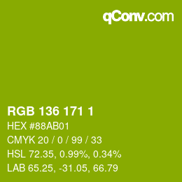 Color code: RGB 136 171 1 | qconv.com
