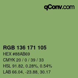 Color code: RGB 136 171 105 | qconv.com