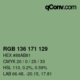 Color code: RGB 136 171 129 | qconv.com