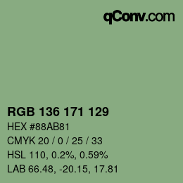 Color code: RGB 136 171 129 | qconv.com