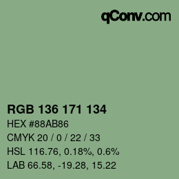 Color code: RGB 136 171 134 | qconv.com