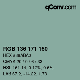 Color code: RGB 136 171 160 | qconv.com