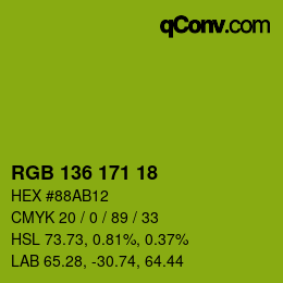 颜色代码: RGB 136 171 18 | qconv.com