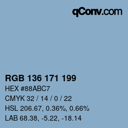 Color code: RGB 136 171 199 | qconv.com