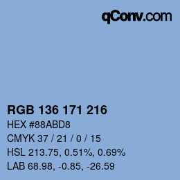 Color code: RGB 136 171 216 | qconv.com