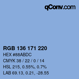 Color code: RGB 136 171 220 | qconv.com
