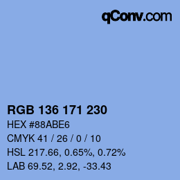 Color code: RGB 136 171 230 | qconv.com