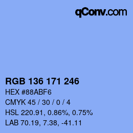 Color code: RGB 136 171 246 | qconv.com