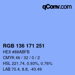 Color code: RGB 136 171 251 | qconv.com