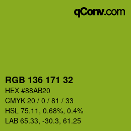 Color code: RGB 136 171 32 | qconv.com