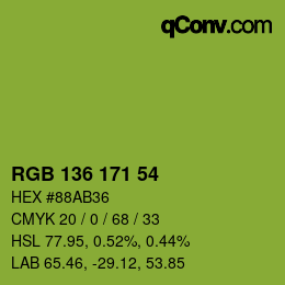 Color code: RGB 136 171 54 | qconv.com