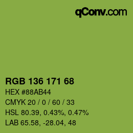 Color code: RGB 136 171 68 | qconv.com