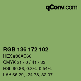 Color code: RGB 136 172 102 | qconv.com