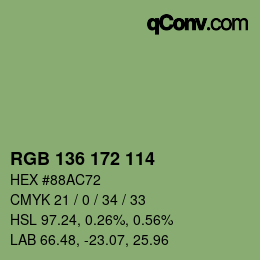 Color code: RGB 136 172 114 | qconv.com