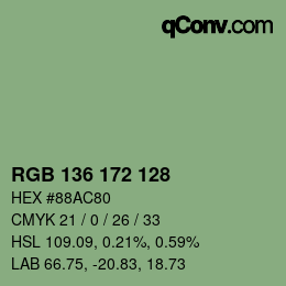 Color code: RGB 136 172 128 | qconv.com