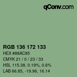 Color code: RGB 136 172 133 | qconv.com