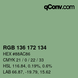 Color code: RGB 136 172 134 | qconv.com