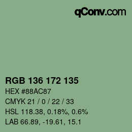 Color code: RGB 136 172 135 | qconv.com