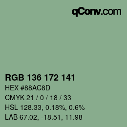 Color code: RGB 136 172 141 | qconv.com