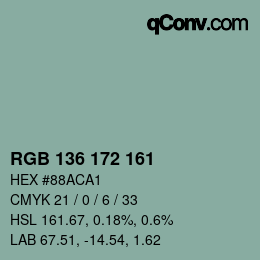 Color code: RGB 136 172 161 | qconv.com